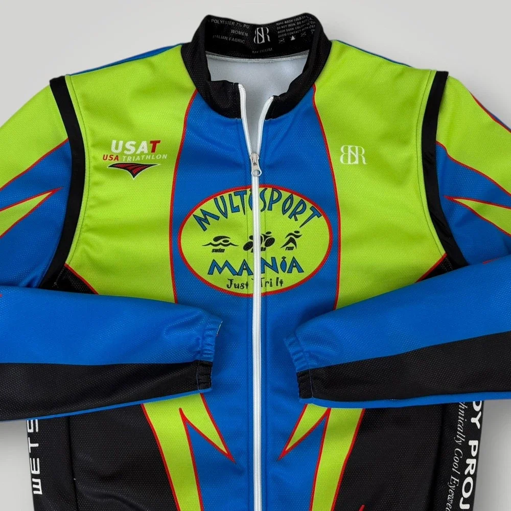 BR Jacket Womens Medium Multicolor Multisport Mania Full Zip Cycling Triathlon - Picture 4 of 9